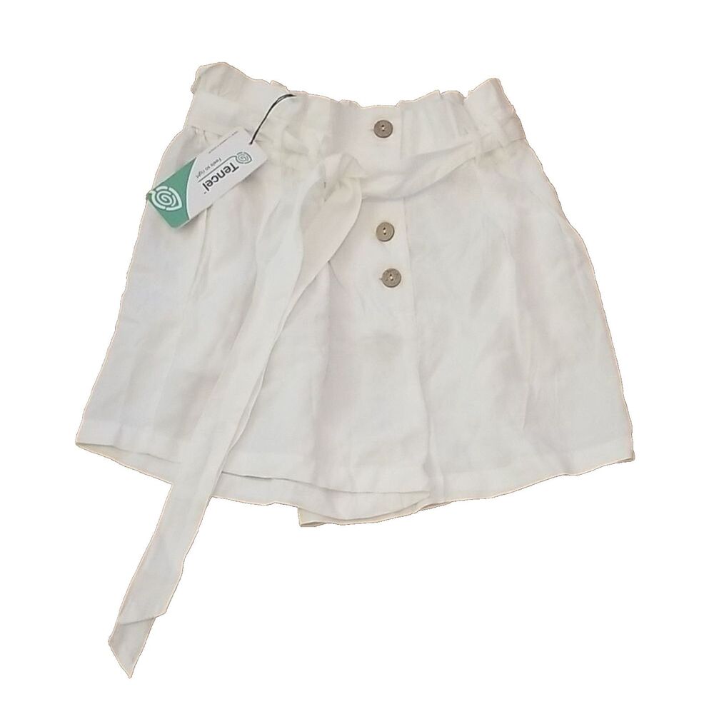 Love Tree NWT Women's Small High Waist Paperbag Shorts White Belted Tencel Boho